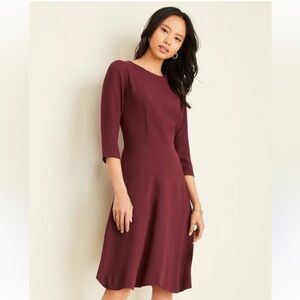 Ann Taylor Maroon Festive Holiday Dress Size 4 Petite